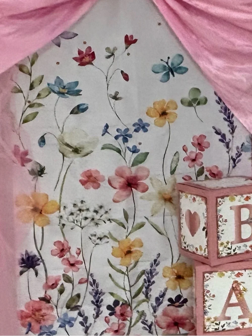 Backdrop banner-Floral Butterfly White Duvet Cover - Soft Watercolor Print